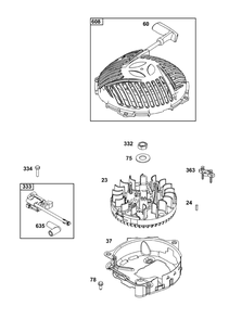 Flywheel/Ignition/Starter Group Diagram and Parts List for 123P02-0002-H5 100000 - 19Z999 Briggs and Stratton Engine